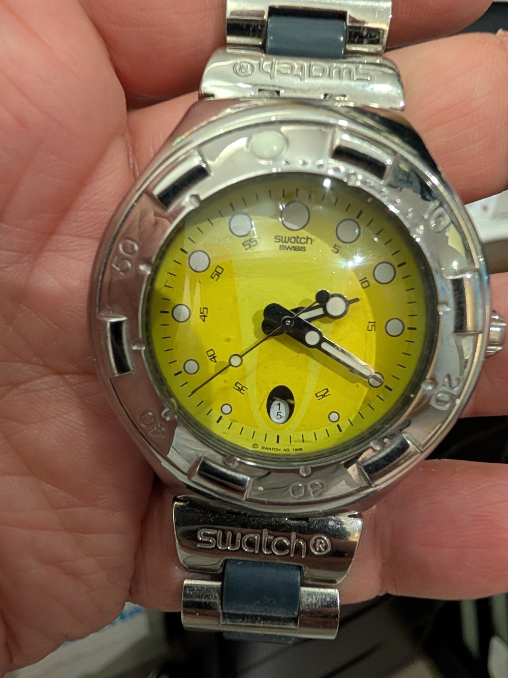 Swatch 1999 Swatch Irony Scuba 200 SPARTOON YDS404 Yellow Dial